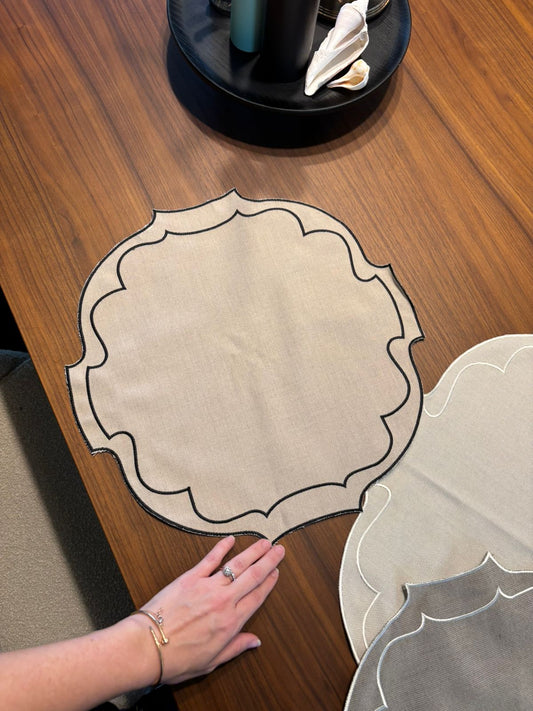 Rectangular beige with black waterproof placemat
